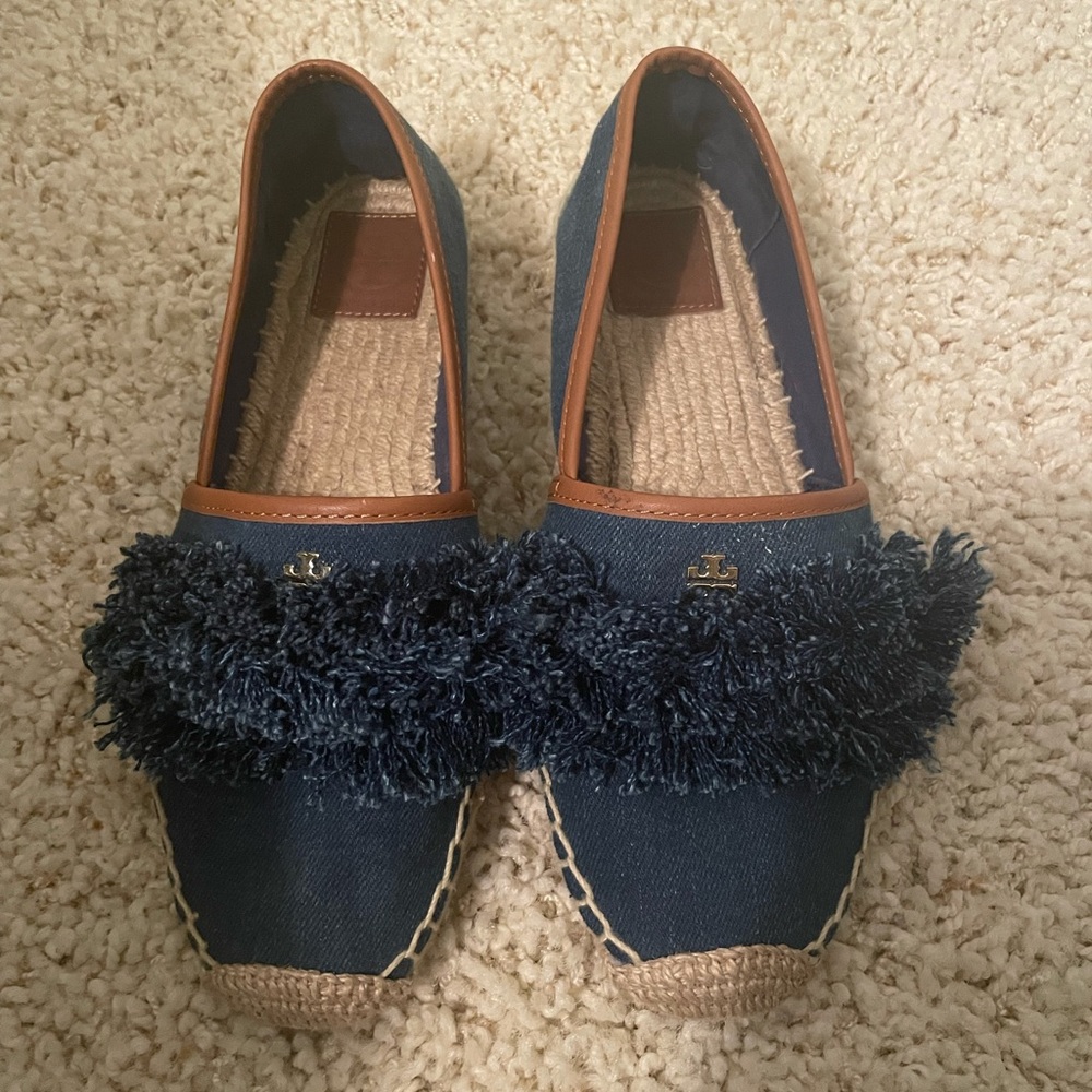 Tory Burch Blue and Brown Espadrilles